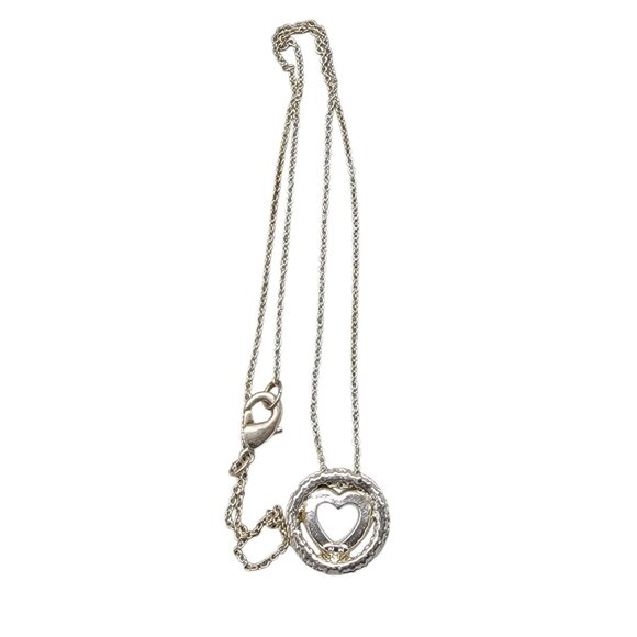 Avon NR Eternal Heart Pendant Necklace Clear Rhinestones Silver Tone Vintage 16" - Picture 8 of 9